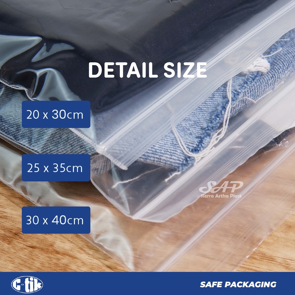 Harga Lembaran / Pcs bisa Ecer / Plastik KLIP Tanpa Plong Ziplock 20x30 ~ 25x35 ~ 30x40 | Plastik ZipLock Packing Baju Sepatu Bening 20x30, 25x35, 30x40 | Kantong Plastik Zip Lock Bening Polos / Plastik Klip (20x30, 25x35, 30x40 cm) aman untuk makanan