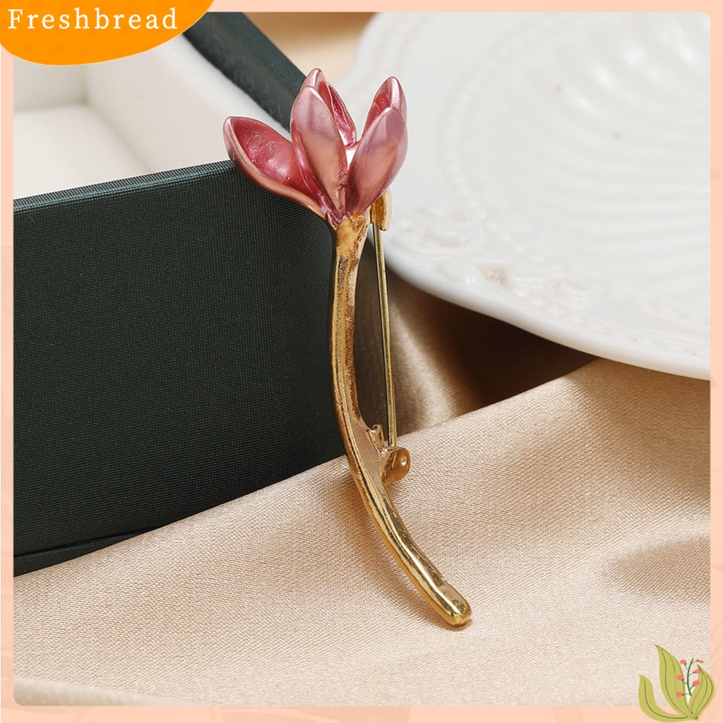 &lt; Freshbread &gt; Bros Pin Tulip Perhiasan Mutiara Imitasi Vintage Tahan Lama Kerah Bros Pakaian Dekor