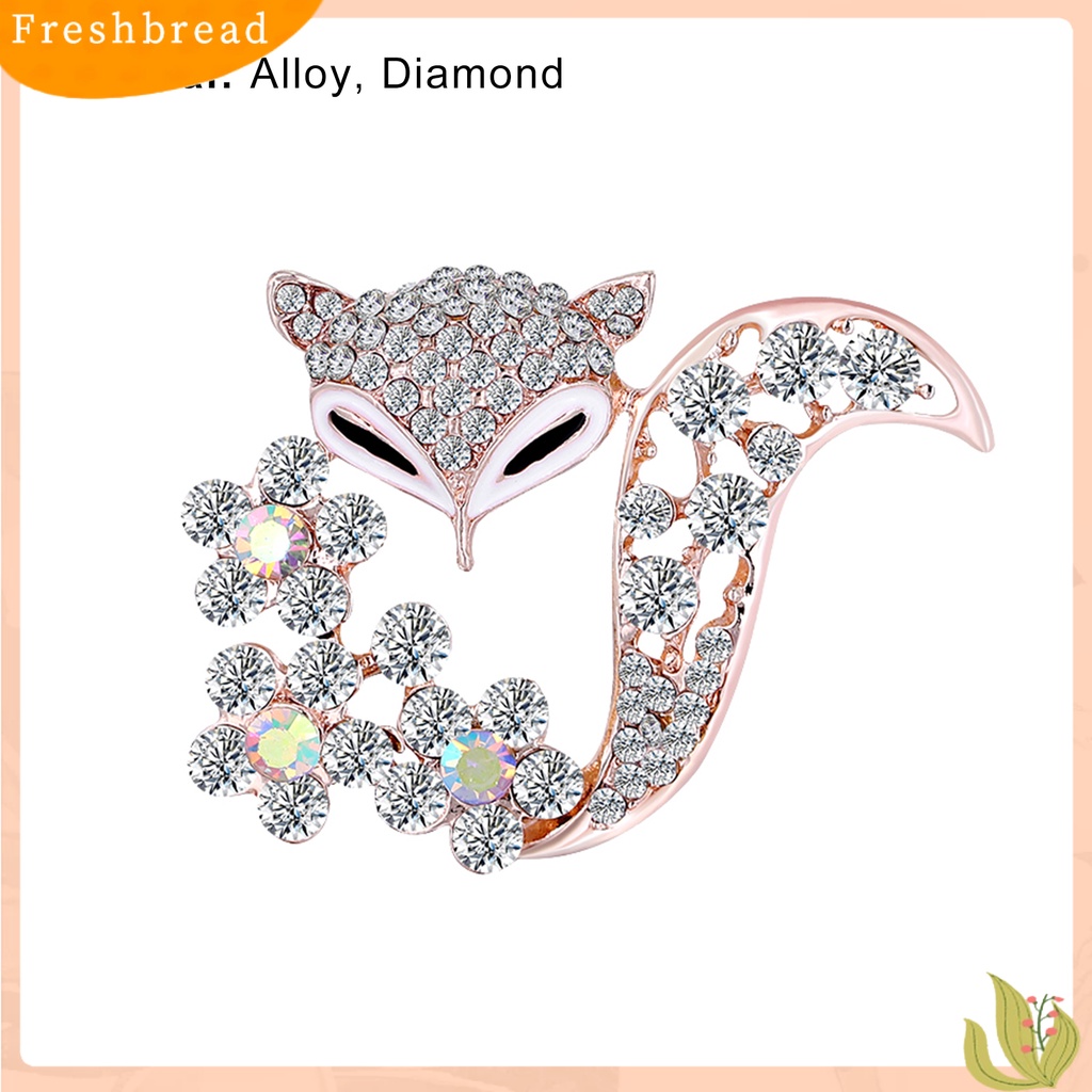 &lt; Freshbread &gt; Bros Aksesoris Pakaian Elegan Alloy Fox Berlian Imitasi Brooch Badge Untuk Pesta