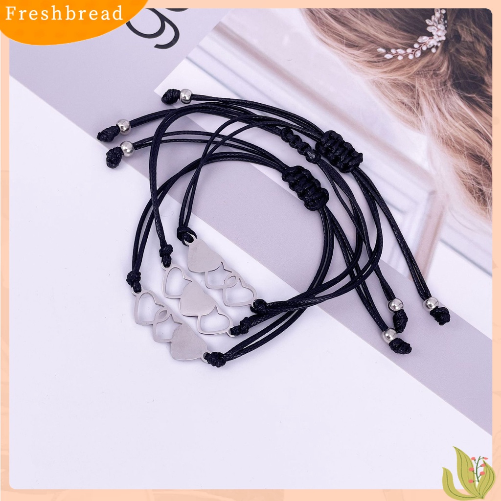 &lt; Freshbread &gt; 3/4Pcs Gelang Couple Adjustable Hand Made Hias Nyaman Dipakai Tinggi Dipoles Dekorasi Colorfast Hollow Matching Jarak Jantung Gelang