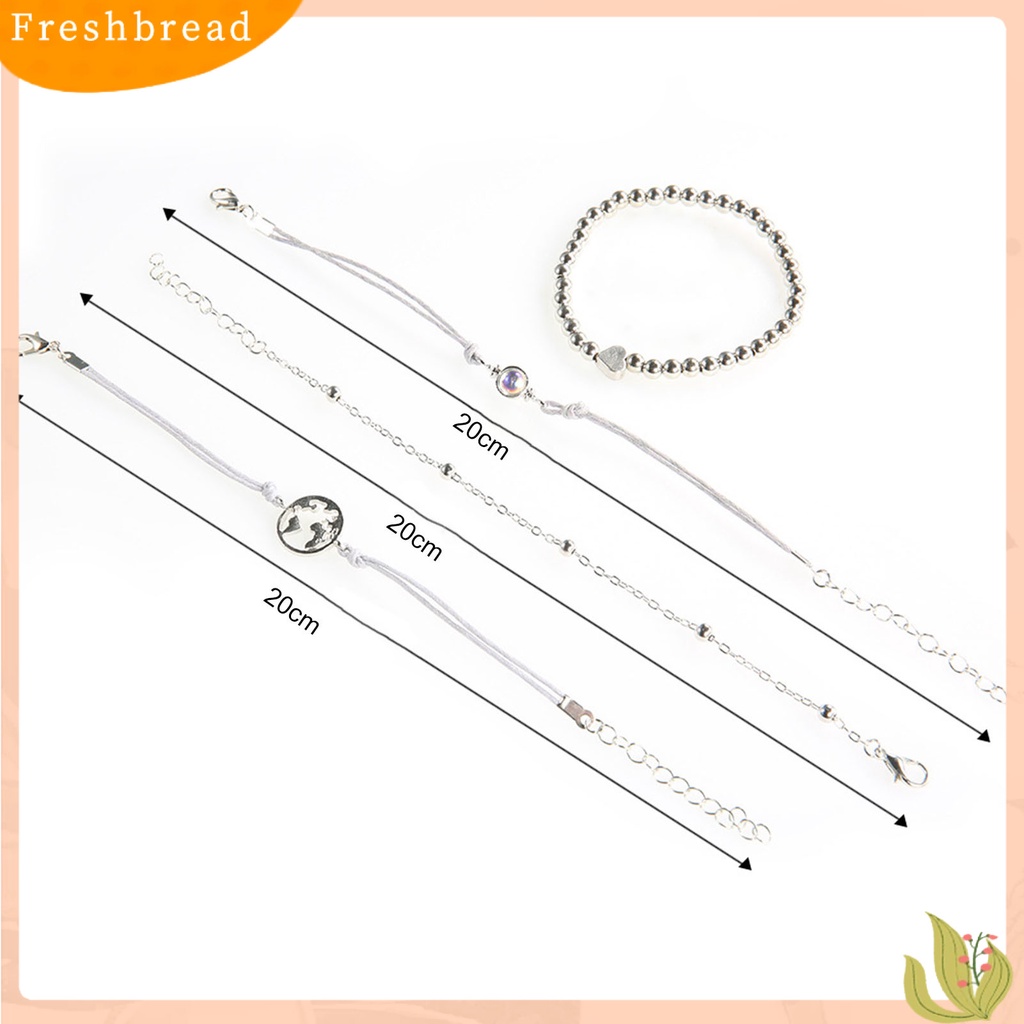 &lt; Freshbread &gt; 4Pcs/Set Gelang Fashion Berbentuk Hati Kelezatan Ramah Kulit Pesona Bangle Boho Perhiasan Untuk Pakaian Sehari-Hari