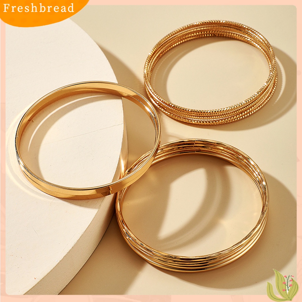 &lt; Freshbread &gt; 14Pcs/Set Wanita Gelang Punk Bohemian Berlebihan Halus Lebar Hias Warna Emas Ladies Cuff Bangles Pesona Perhiasan Pakaian Sehari-Hari