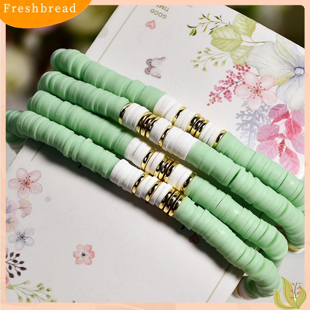 &lt; Freshbread &gt; Gelang Manik-Manik Indah Elastis Polymer Clay Boho Imitasi Turquoise Pesona Gelang Perhiasan Aksesoris