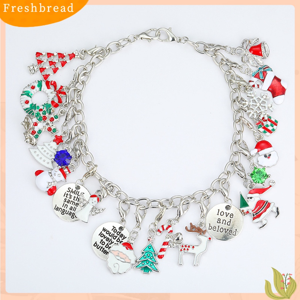 &lt; Freshbread &gt; 2020 Xmas Countdown Calendar Gelang Santa Elk Sock Pendant Jewelry Making Kit