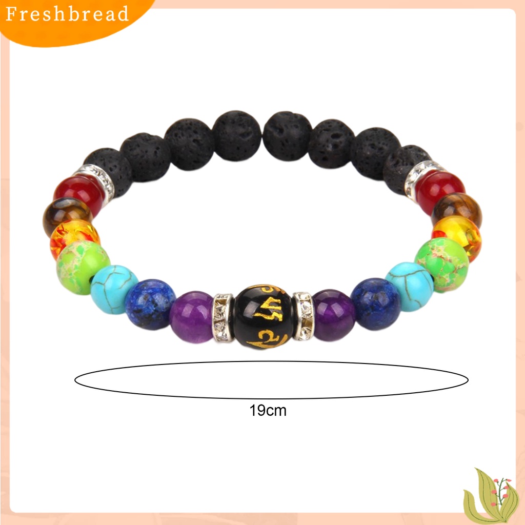 &lt; Freshbread &gt; Gelang Manik-Manik Warna-Warni Buatan Batu Manik-Manik Tali Elastis Hias Geometris Penghilang Stres Perhiasan Hadiah Pria Wanita Faux Volcanic Stone Yoga Energy Bangle