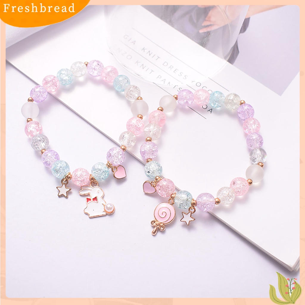 &lt; Freshbread &gt; Wanita Gelang Kartun Liontin Manik-Manik Tali Elastis Hias Anti Luntur Perhiasan Hadiah Handmade Warna-Warni Kristal Imitasi Pesona Gelang Aksesoris Fashion Untuk Pacaran