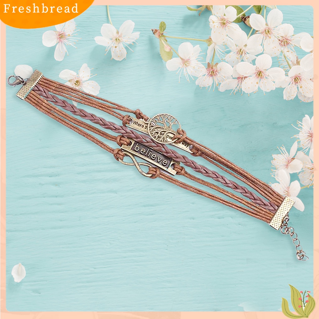 &lt; Freshbread &gt; Unisex Retro Multi Layer Kulit Imitasi Dikepang Gelang Bangles Perhiasan Hadiah