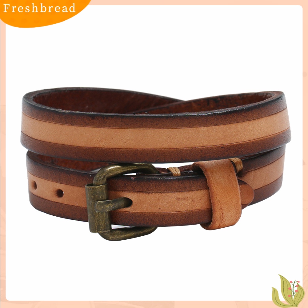 &lt; Freshbread &gt; Vintage Unisex Double Layer Kulit Sapi Gelang Bangle Pesta Perhiasan Hadiah