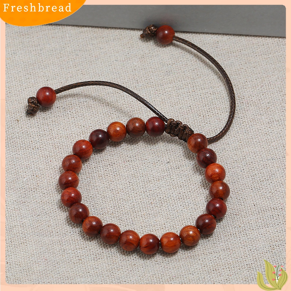 &lt; Freshbread &gt; Handmade Unisex Manik-Manik Kayu Tali Lilin Gelang Hadiah Perhiasan Tangan Rohani