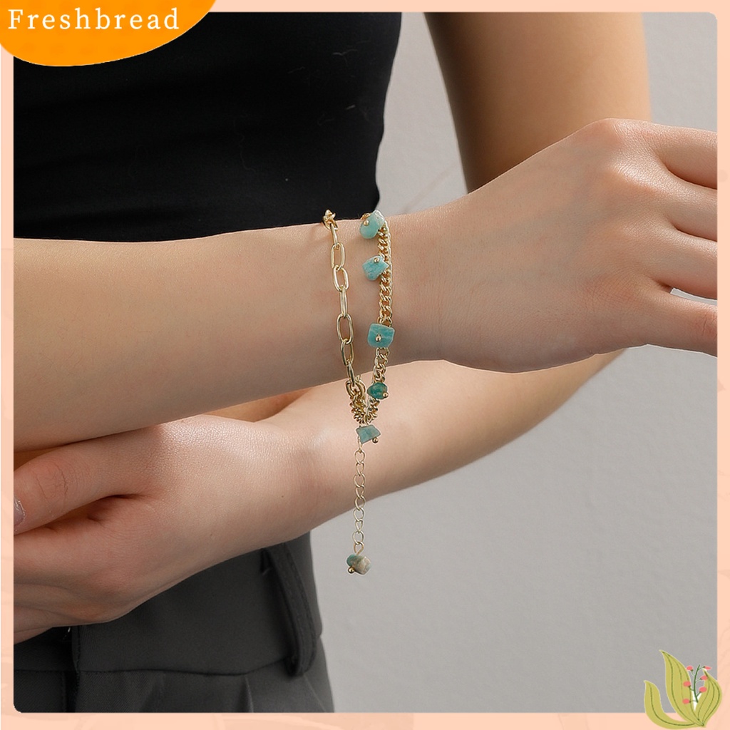 &lt; Freshbread &gt; Gelang Wanita Double Layer Simulasi Turquoises Jewelry Adjustable Bohemian Bracelet Untuk Pesta