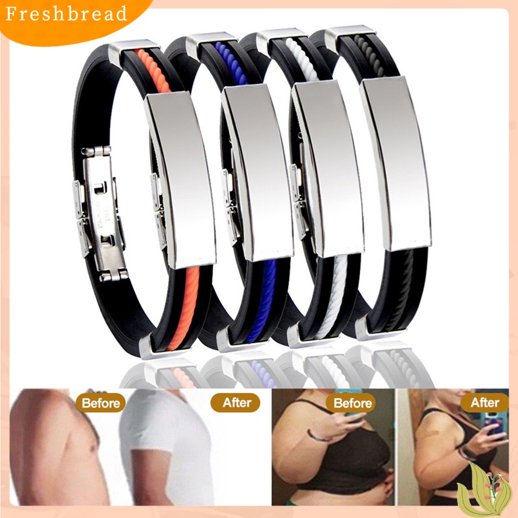 &lt; Freshbread &gt; Pria Gelang Silikon Elastis Adjustable Gesper Minimalis Poles Hias Dekorasi Bebas Alergi Trendi Pria Gelang Stainless Steel Aksesori Perhiasan