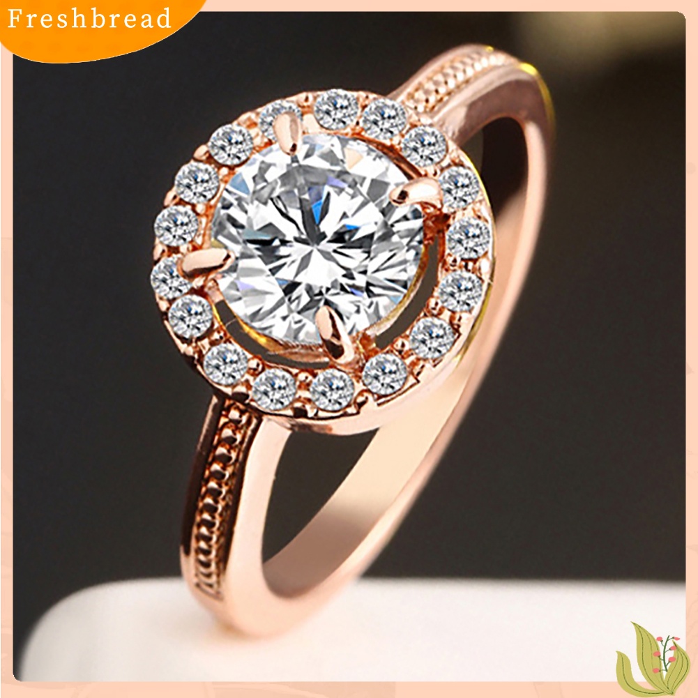 &lt; Freshbread &gt; Fashion Wanita Berlapis Emas/Perak Zirkon Jari Cincin Pernikahan Pertunangan Perhiasan