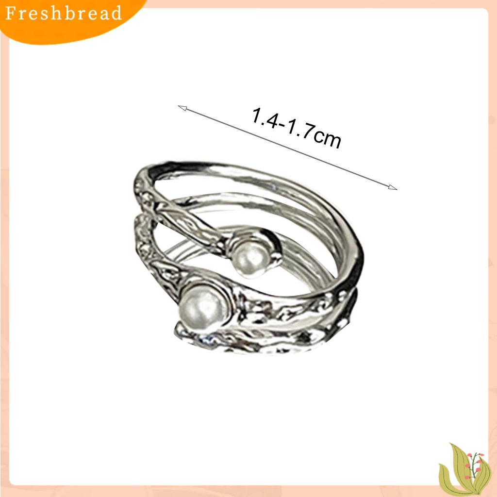 &lt; Freshbread &gt; Wanita Cincin Gothic Tidak Teratur Faux Moonstone Rumbai Mutiara Imitasi Dress Up Lipit Logam Estetik Jari Cincin Wanita Perhiasan Hadiah Ulang Tahun