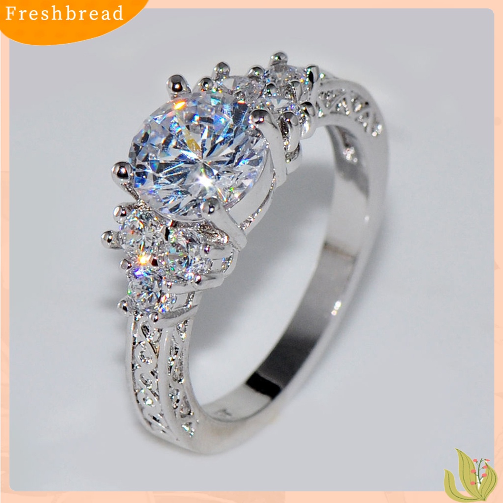 &lt; Freshbread &gt; Mewah Cubic Zirconia Bertatahkan Wanita Pertunangan Pesta Pernikahan Cincin Perhiasan Hadiah