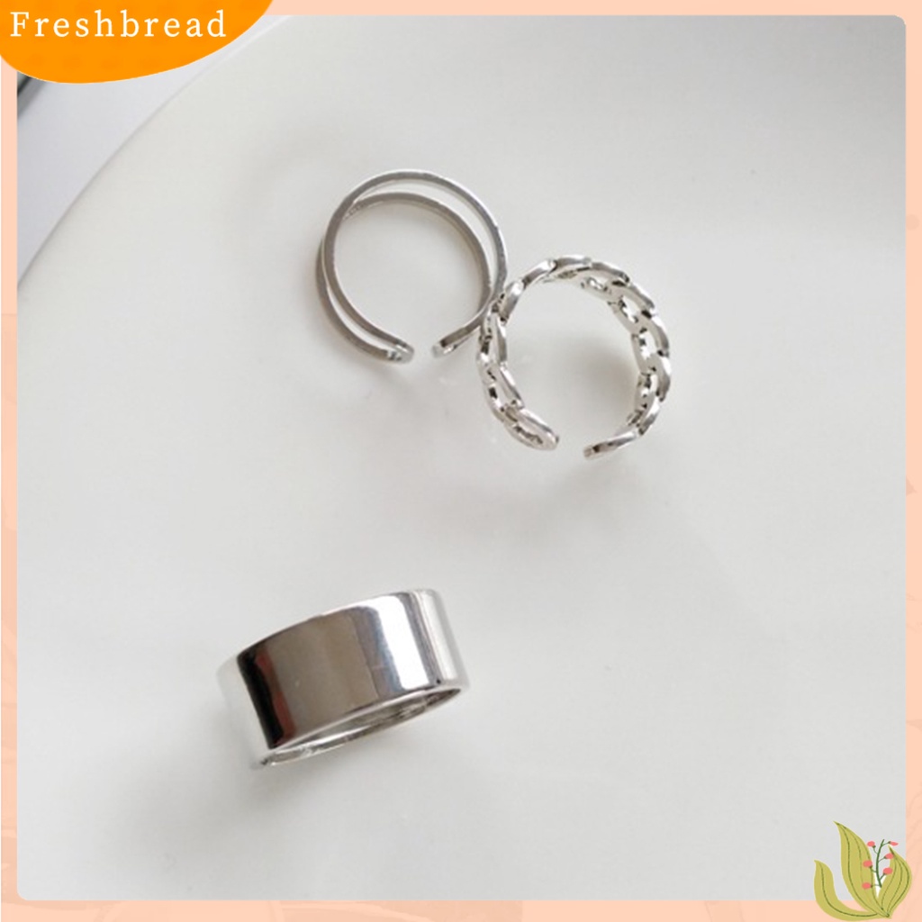 &lt; Freshbread &gt; 3Pcs Cincin Wanita Kepribadian Hip-hop Adjustable Open End Finger Joint Dekorasi