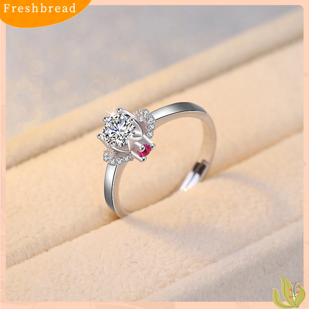 &lt; Freshbread &gt; Finger Ring Cubic Zirconia Berlian Imitasi Mengkilap Electroplating Polishing Dekorasi Pembukaan Sparkling Women Engagement Ring Perhiasan Aksesori