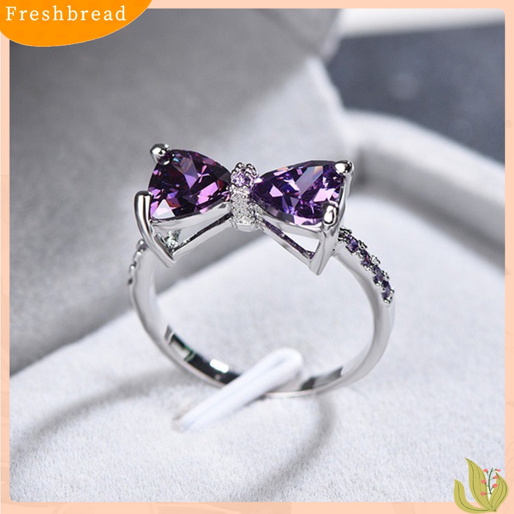 &lt; Freshbread &gt; Pernikahan Pertunangan Pesta Ikatan Simpul Amethyst Imitasi Bertatahkan Jari Cincin Perhiasan Pengantin