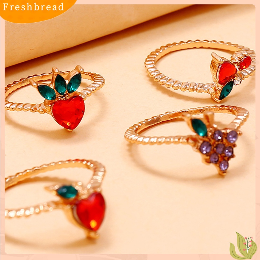 &lt; Freshbread &gt; 11 Pcs Knuckle Rings Buah Berlian Imitasi Wanita Indah Electroplating Finger Rings Perhiasan Aksesoris