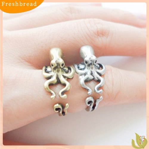 &lt; Freshbread &gt; Wanita Pria Retro Cincin Gurita Yang Dapat Disesuaikan Cincin Buku Jari Hewan Perhiasan Fashion