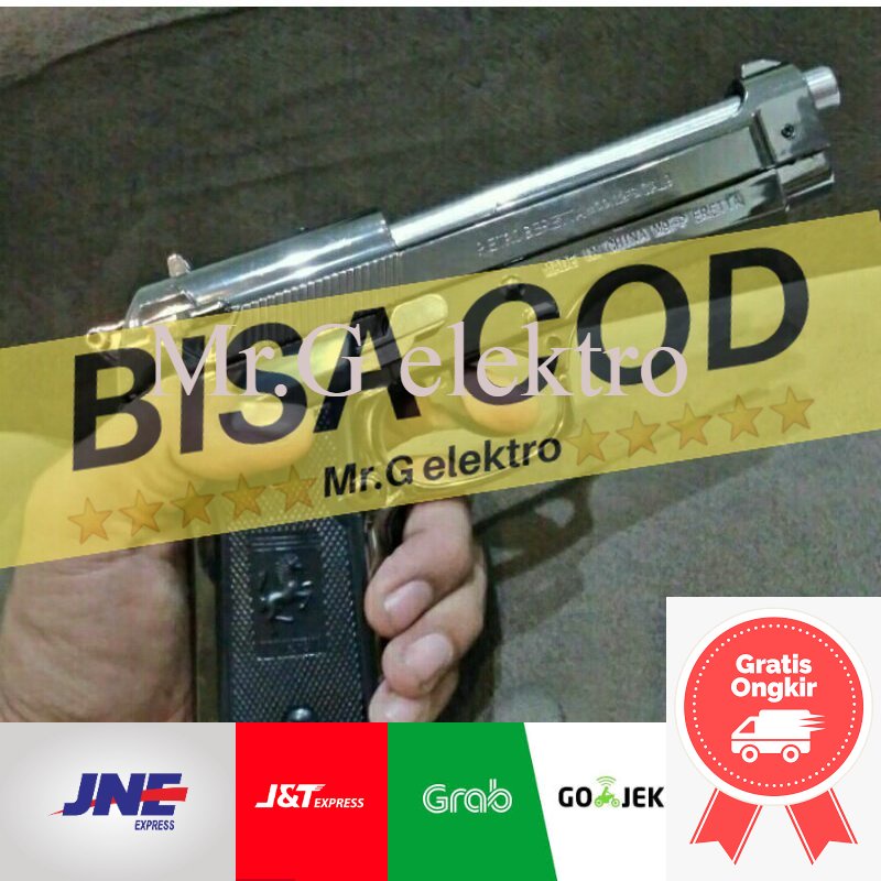 Korek Api Gas Pistol Beretta silver Besar Korek Api Baretta