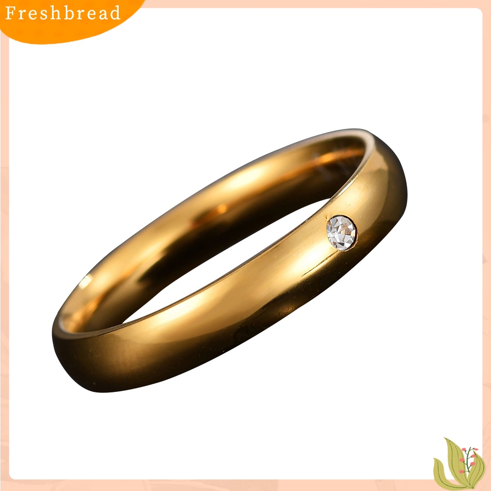 &lt; Freshbread &gt; Ringkas Stainless Steel Berlian Imitasi Bertatahkan Wanita Cincin Jari Dekorasi Pesta Pernikahan