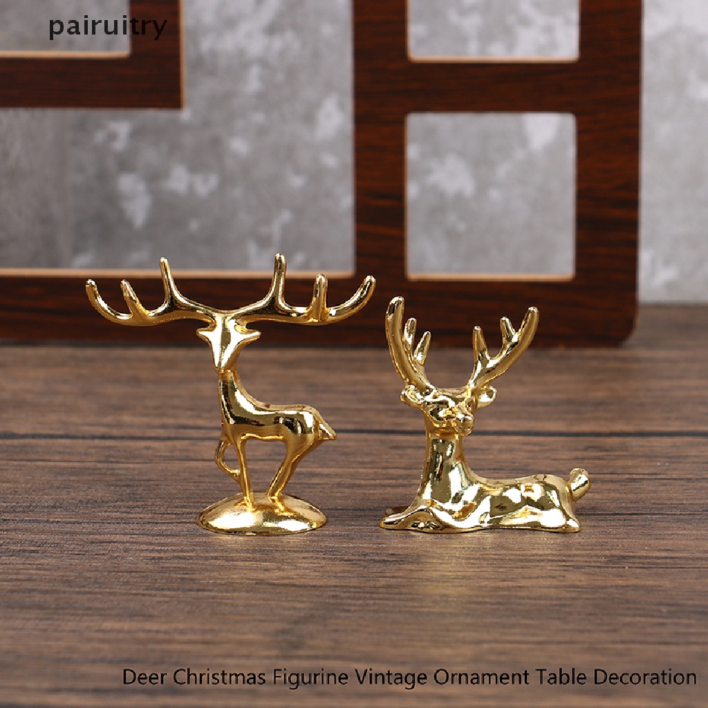 Patung Rusa Elk PRT Nordic Christmas Reindeer Art Figurine Vintage Golden Iron Kerajinan Tangan Hiasan Rumah Dekorasi Meja Hadiah PRT