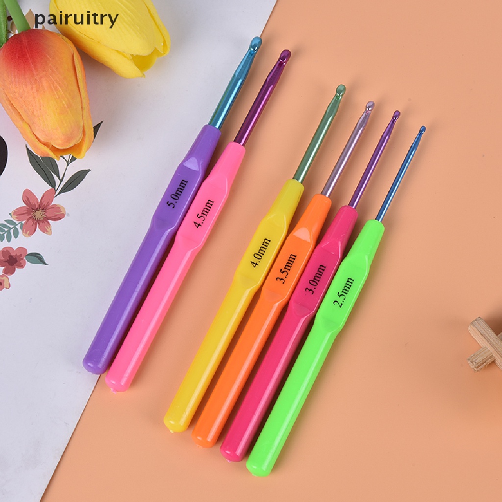 Prt 6pcs/set al Gagang Plastik Aluminium Crochet Hooks Rajut PRT