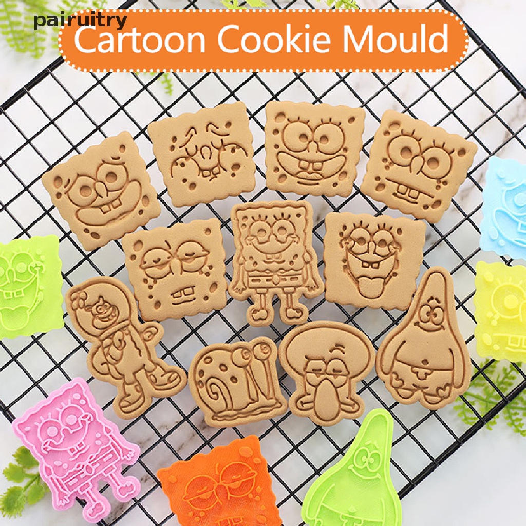 Prt Cetakan Kue Kering Kreatif Kartun DIY Bentuk Lucu 3D Pressure Cutg Cookie Cutter PRT