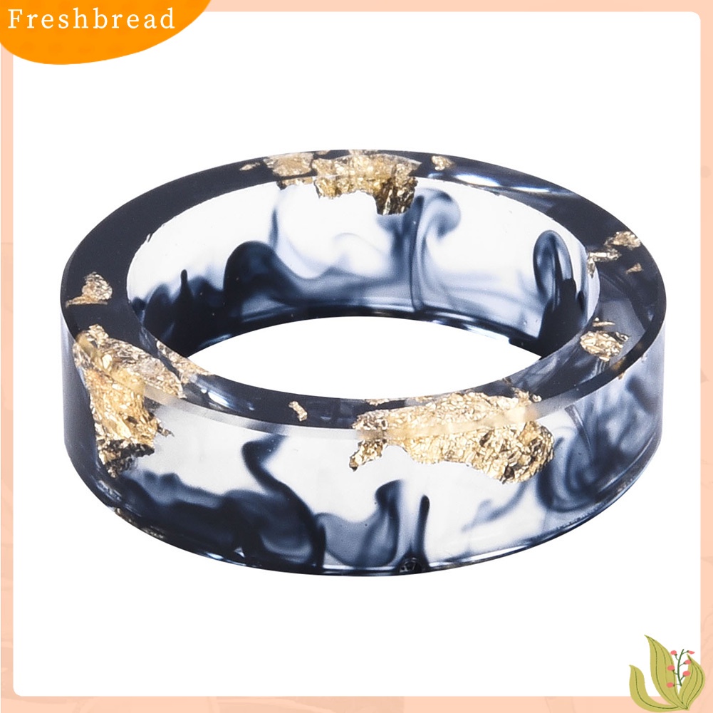 &lt; Freshbread &gt; Unisex Fashion Warna-Warni Tinta Foil Emas Transparan Resin Cincin Pesta Perhiasan Hadiah