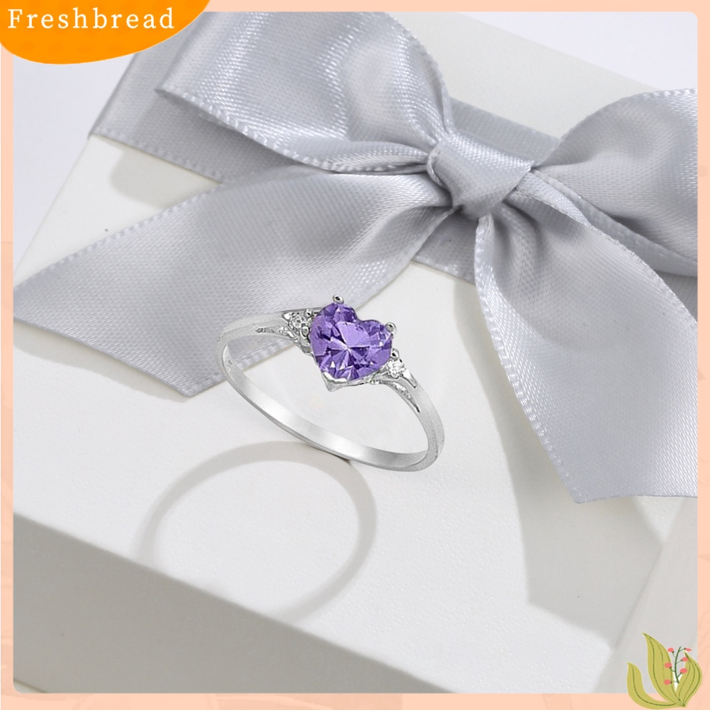 &lt; Freshbread &gt; Wanita Cincin Shiny Cubic Zirconia Hias Temperamen Geometris Kilau Terang Dekorasi Emerald Berbentuk Hati Janji Cincin Fashion Perhiasan Untuk Pacar