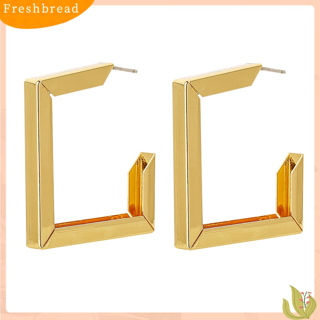 &lt; Freshbread &gt; 1pasang Anting Tusuk Bentuk Rhombic Ins Style Jewelry Plated Geometric Drop Earrings Untuk Pesta