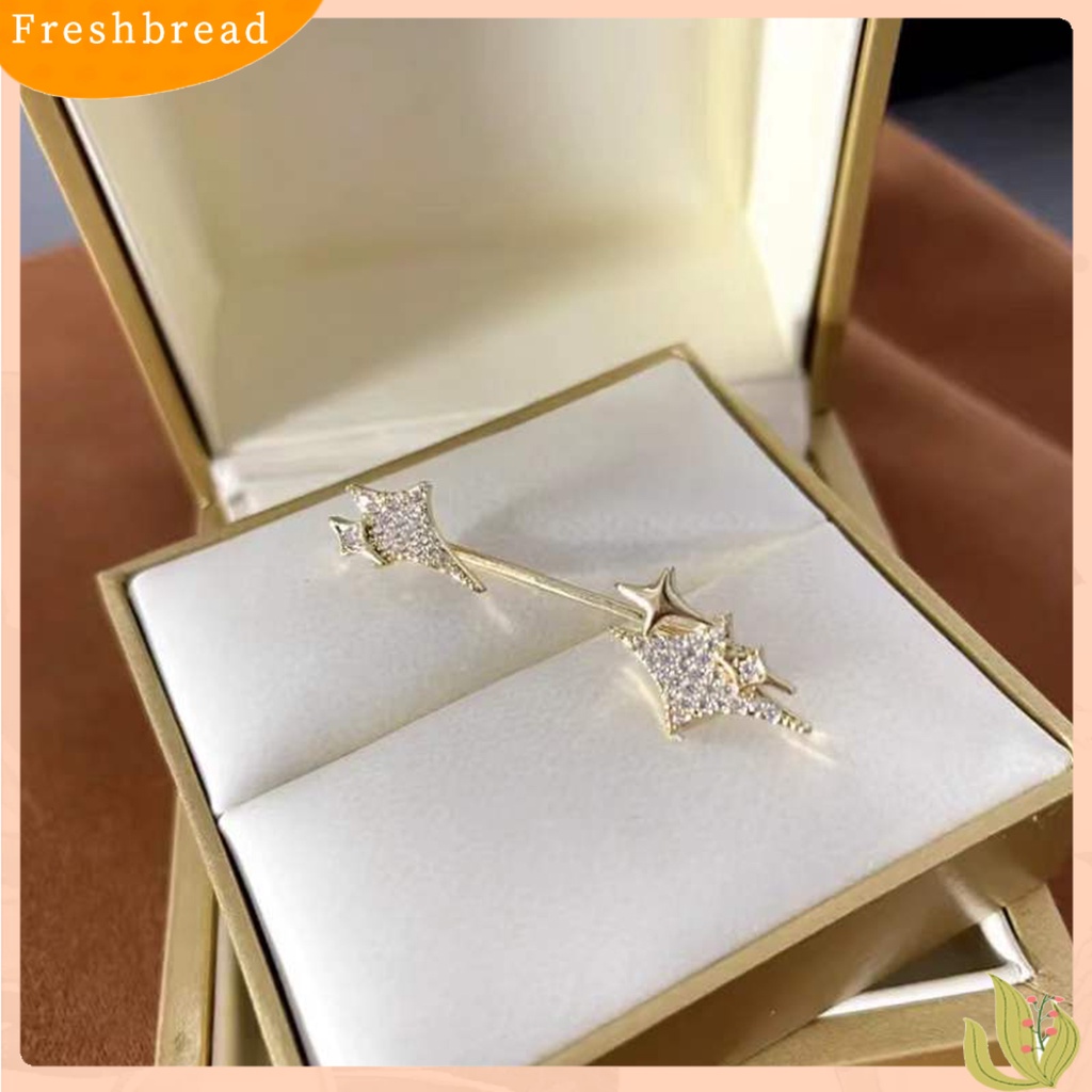 &lt; Freshbread &gt; 1Pc Klip Anting Bintang Tindik Palsu Wanita Berlian Imitasi Electroplating Telinga Manset Fashion Perhiasan