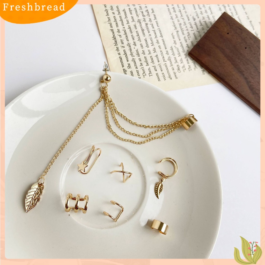 &lt; Freshbread &gt; 5Pcs/Set Atau 7Pcs/Set Anting Desain Bungkus Fashion Bahan Metal Klip Tanpa Tindik Manset Telinga Untuk Wanita