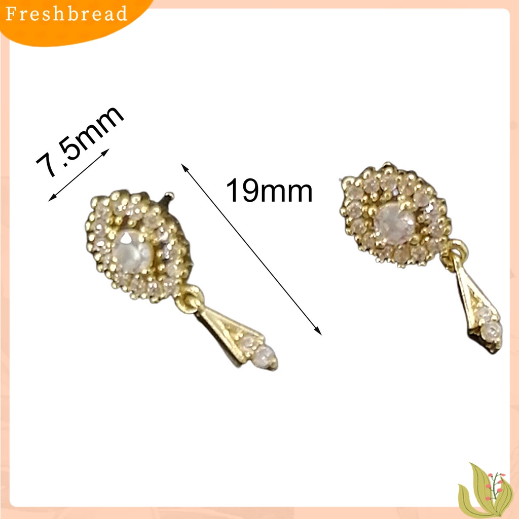 &lt; Freshbread &gt; 1pasang Oval Zirconia Kubik Wanita Anting Hadiah Rumbai Chic Telinga Studs Klasik Perhiasan