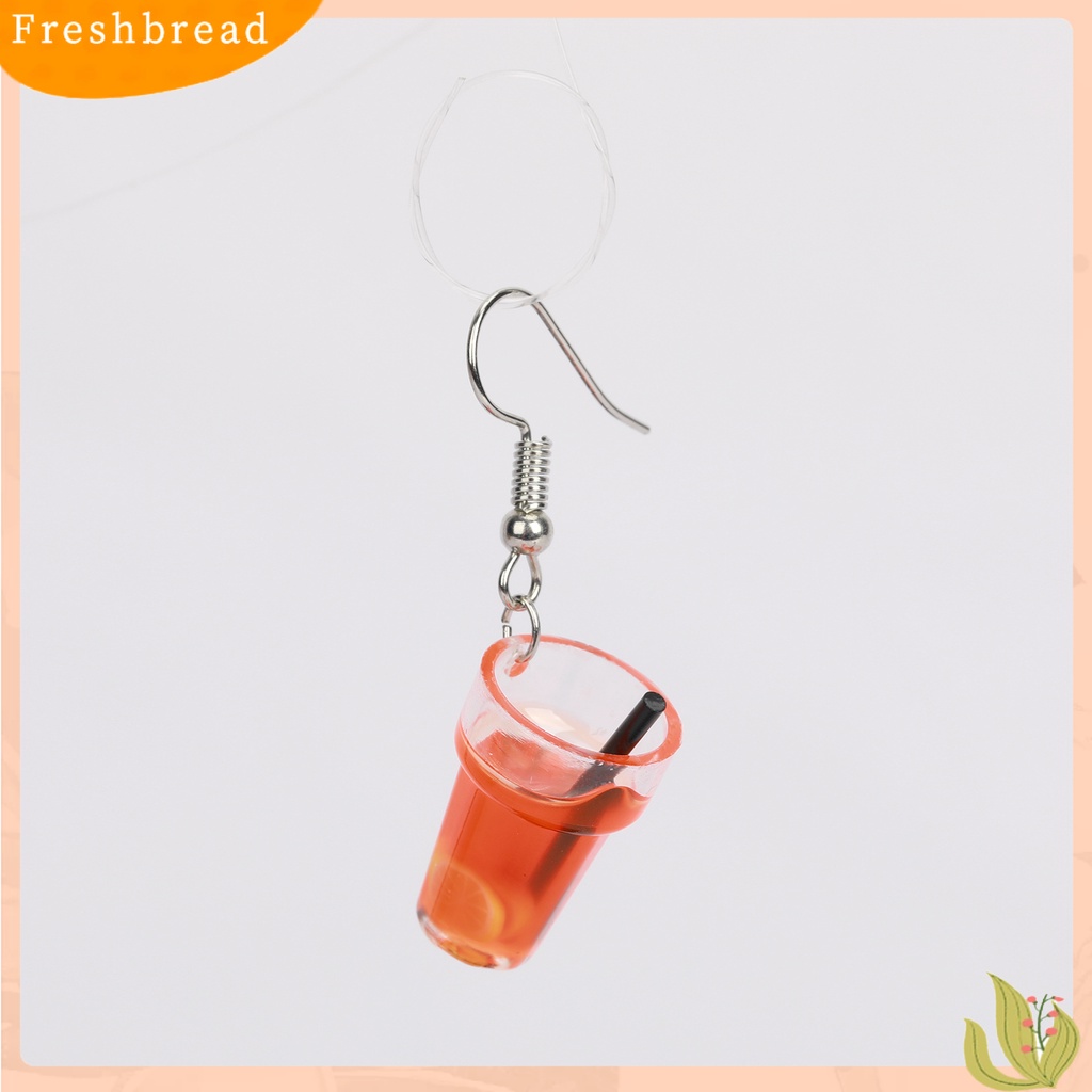 &lt; Freshbread &gt; 1pasang Drop Earrings Bentuk Indah Tahan Air Resin Anting Minum Jus Botol Liontin Telinga Perhiasan Hadiah Ulang Tahun