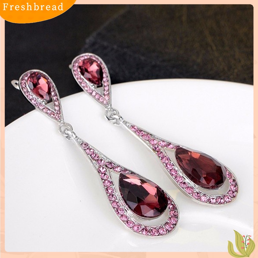 &lt; Freshbread &gt; Fashion Wanita Tetesan Air Imitasi Batu Permata Berlian Imitasi Liontin Stud Earrings Jewelry