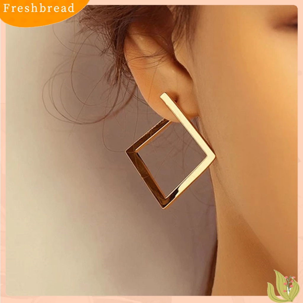 &lt; Freshbread &gt; 1pasang Anting Tusuk Berlebihan Wanita Tidak Teratur Minimalis Square Drop Earrings Hiasan Perhiasan Untuk Pacaran