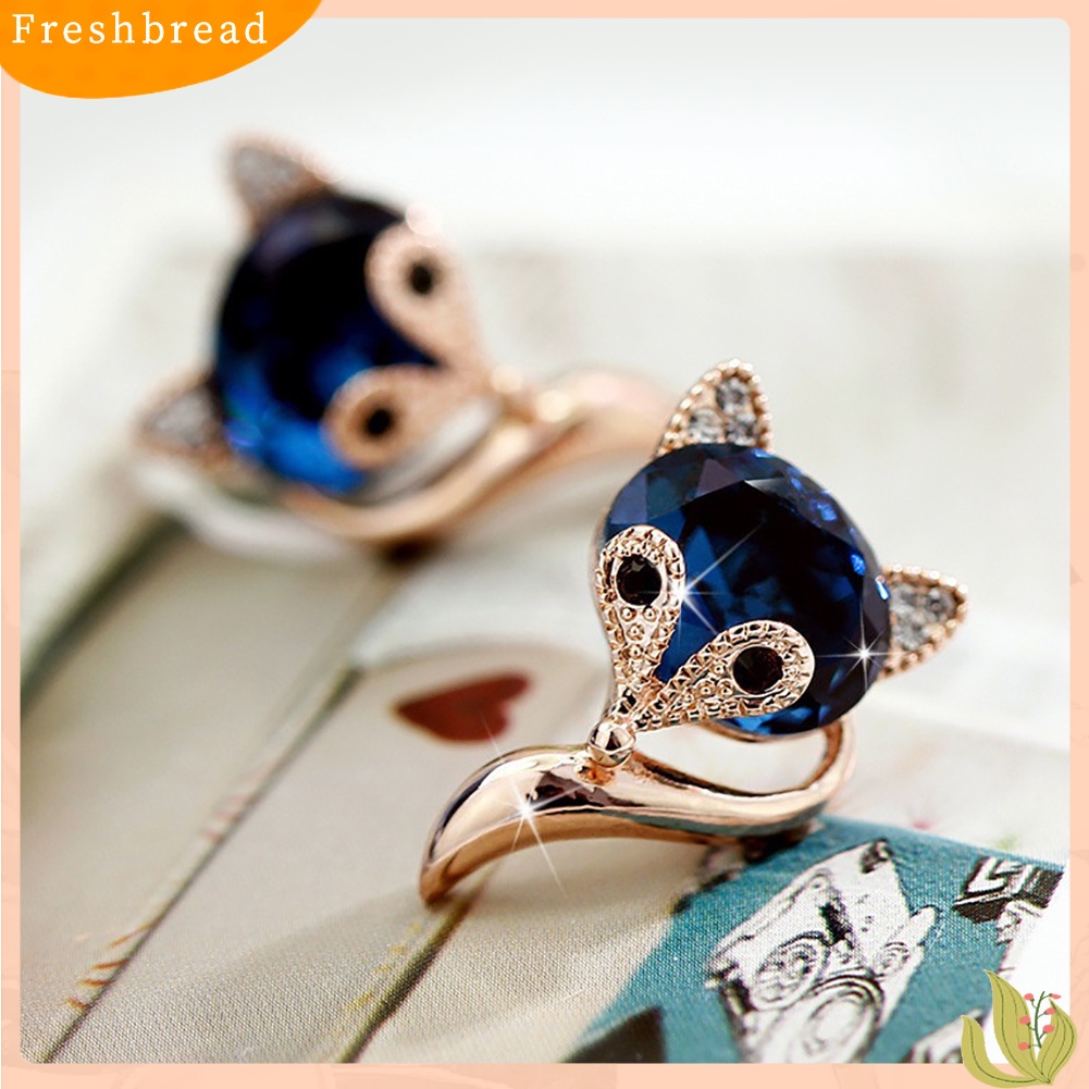 &lt; Freshbread &gt; Lucu Kartun Bentuk Rubah Berlian Imitasi Ear Studs Earrings Fashion Wanita Perhiasan Hadiah