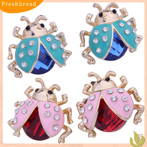 &lt; Freshbread &gt; Wanita Lucu Ladybird Bentuk Berlian Imitasi Ear Stud Beetle Ladybug Hadiah Anting