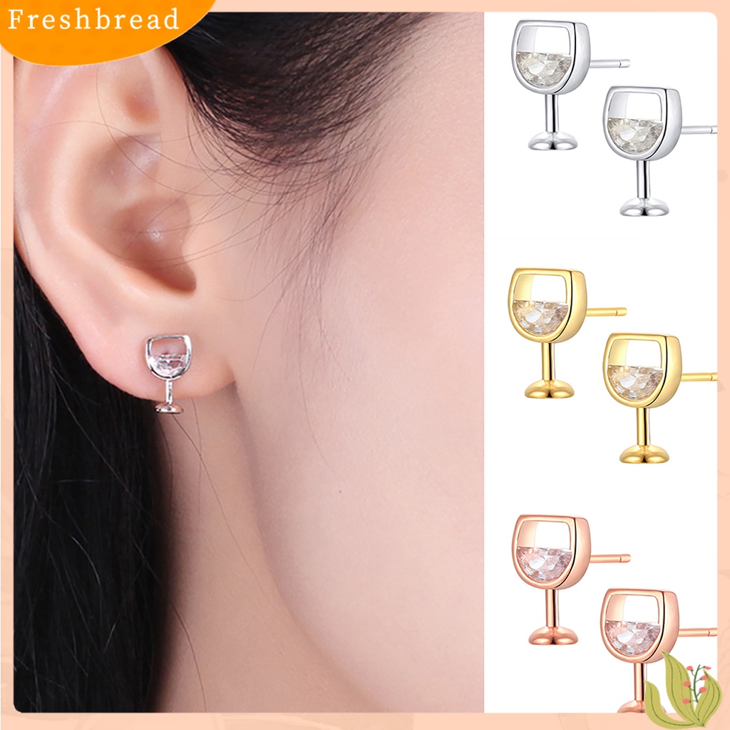 &lt; Freshbread &gt; 1pasang Anting Wanita Kerajinan Pengerjaan Perhiasan Hadiah Anti Karat Wanita Cubic Zirconia Ear Studs Untuk Pacaran