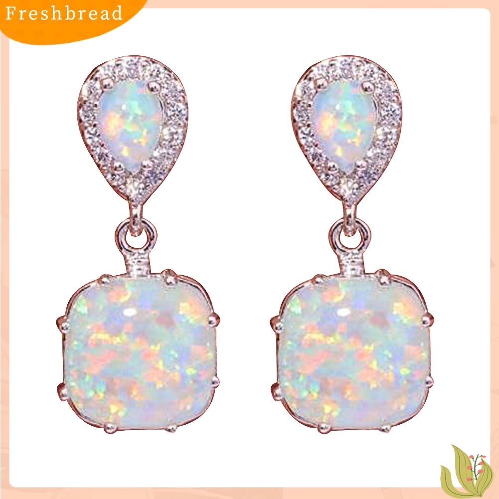 < Freshbread > Fashion Wanita Opal Hias Liontin Telinga Stud Earrings Pesta Perhiasan Aksesori