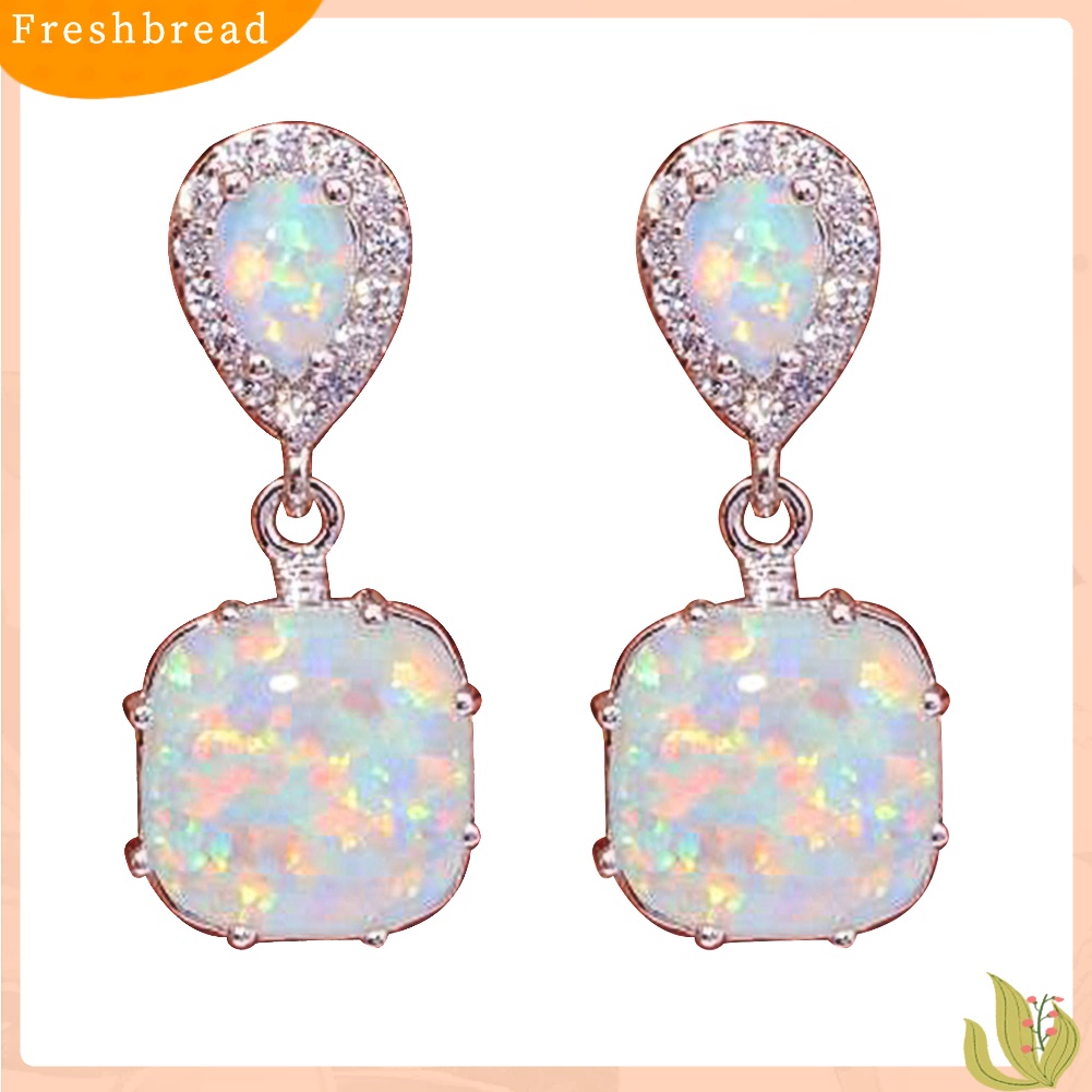 &lt; Freshbread &gt; Fashion Wanita Opal Hias Liontin Telinga Stud Earrings Pesta Perhiasan Aksesori