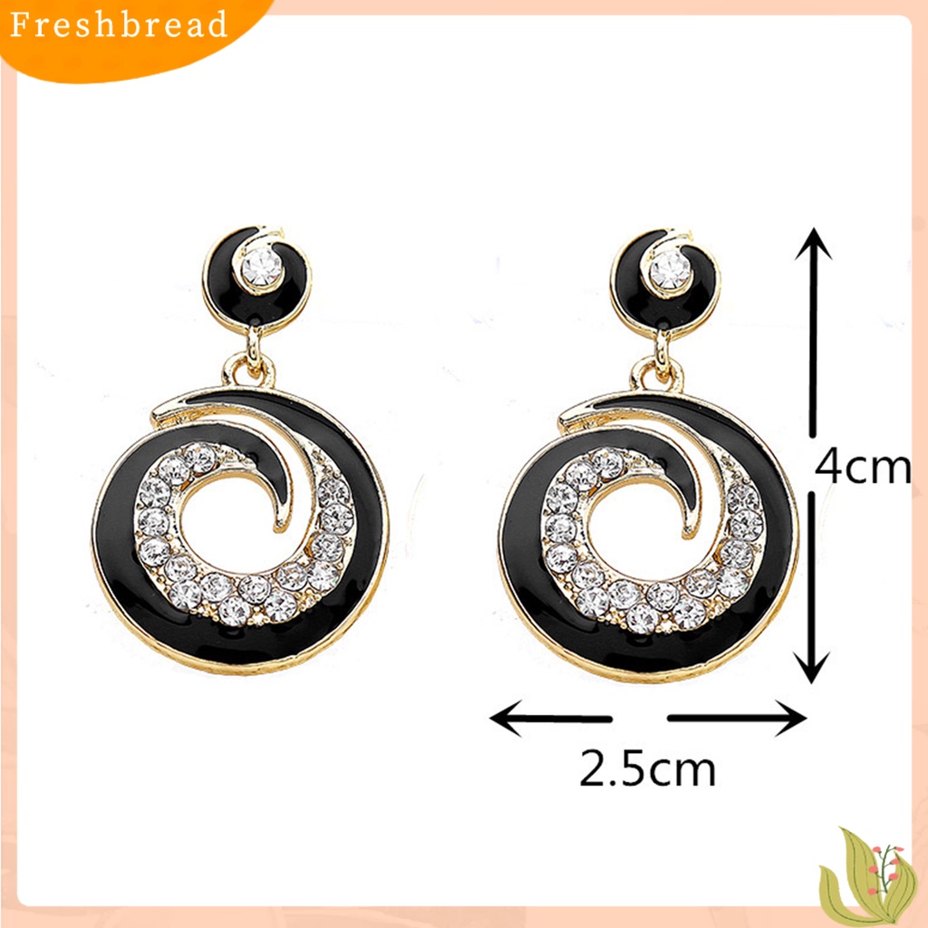 &lt; Freshbread &gt; 1pasang Anting Wanita Berlian Imitasi Warna Kontras Anting Drop Stainless Bulat Untuk Pacaran