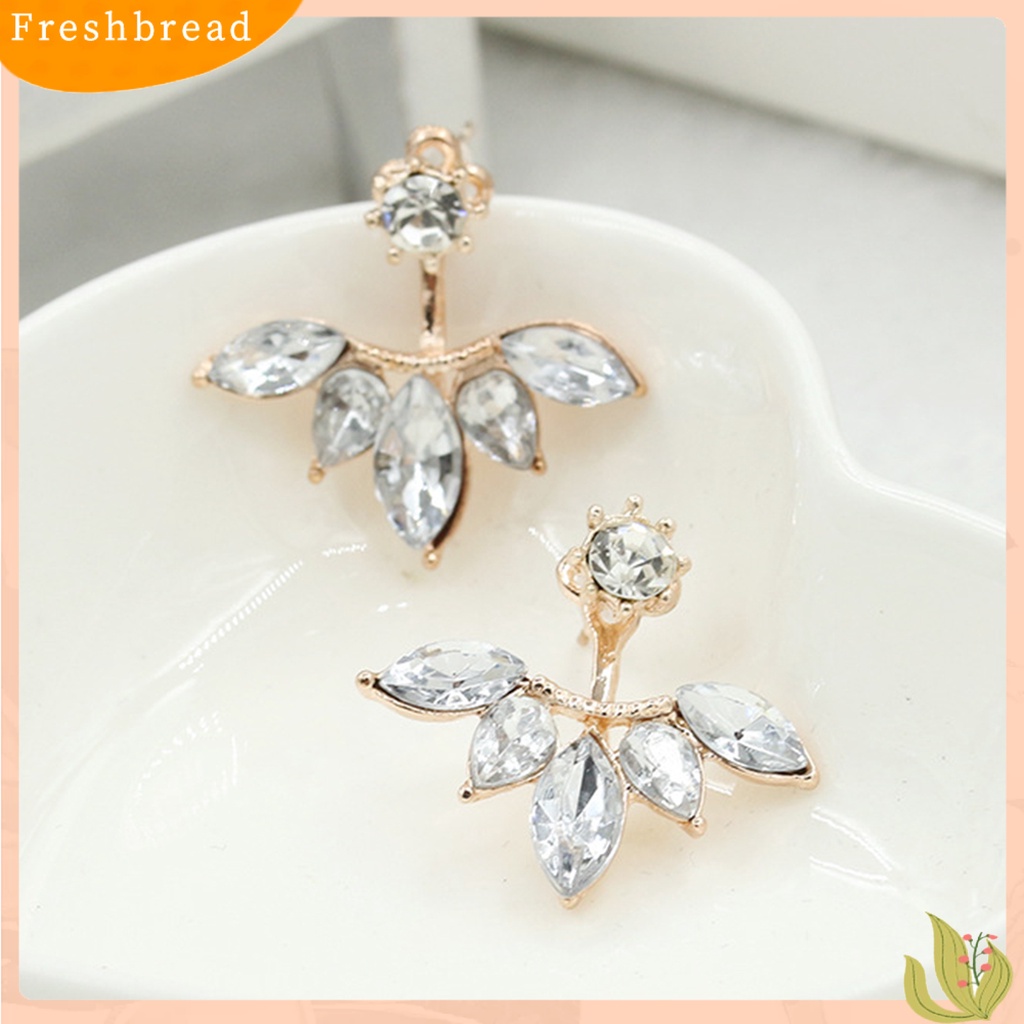 < Freshbread > 1pasang Ear Studs Nice-looking Praktis Paduan Bentuk Bunga Berlian Imitasi Wanita Anting Perhiasan Aksesori
