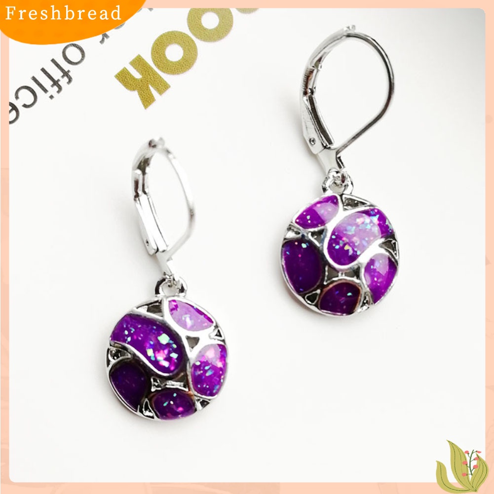 &lt; Freshbread &gt; Fashion Wanita Faux Opal Putaran Sepak Bola Menjuntai Leverback Earrings Perhiasan Hadiah