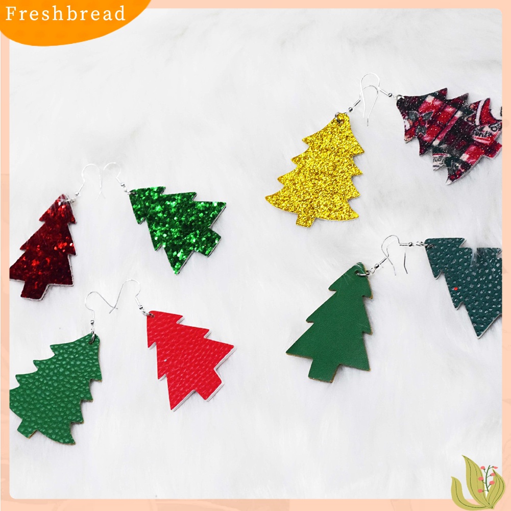 &lt; Freshbread &gt; 2pasang Wanita Modis Pohon Natal Eardrop Kait Anting Perhiasan Aksesori