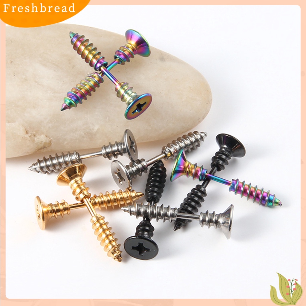 &lt; Freshbread &gt; Lucu Bentuk Sekrup Telinga Studs Keren Dua Sisi Anting Fashion Perhiasan Hadiah