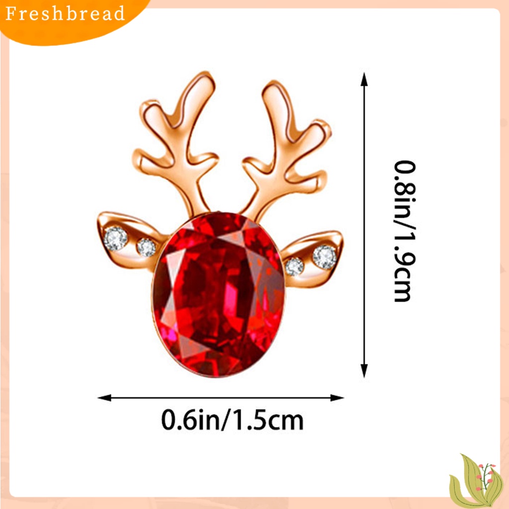 &lt; Freshbread &gt; 2Pcs Natal Ear Studs Boho Faux Gemstone Shiny Rhinestone Hias Festival Hadiah Xmas Tanduk Stud Anting Wanita Perhiasan Pesta Untuk Tahun Baru