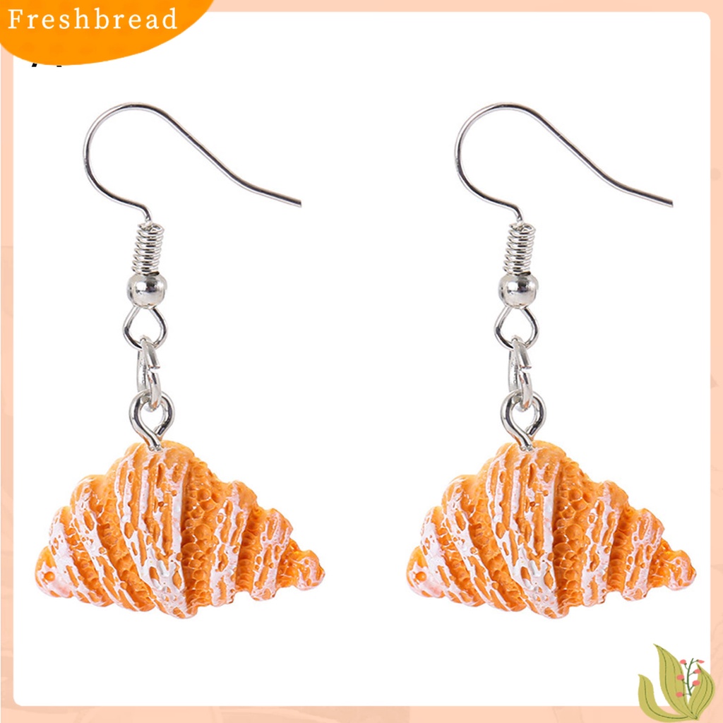 &lt; Freshbread &gt; 1pasang Anting Drop Roti Lucu Perhiasan Tahan Lama Cerah Luster Hook Earrings Untuk Pakaian Sehari-Hari