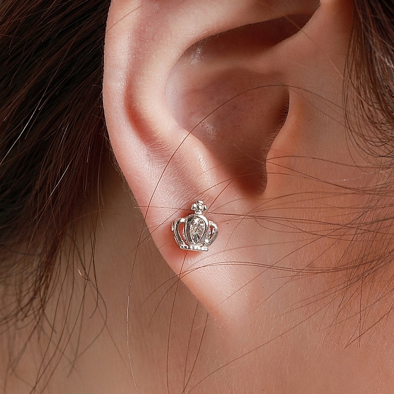 Goldkingdom Aksesoris Perhiasan Fashion Ready Stock Perak Disepuh Temperamen Pribadi Retro Smart Crown Earrings